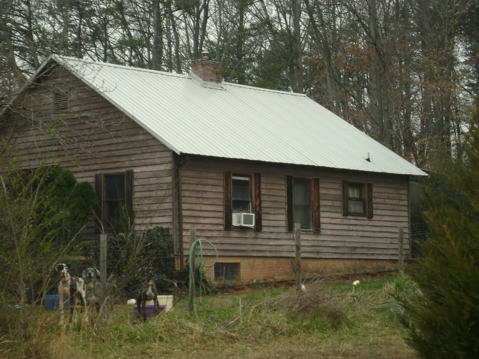 White metal roof on an old wood sided farmhouse, from a Asphalt Shingle Roof Repair job in Crete